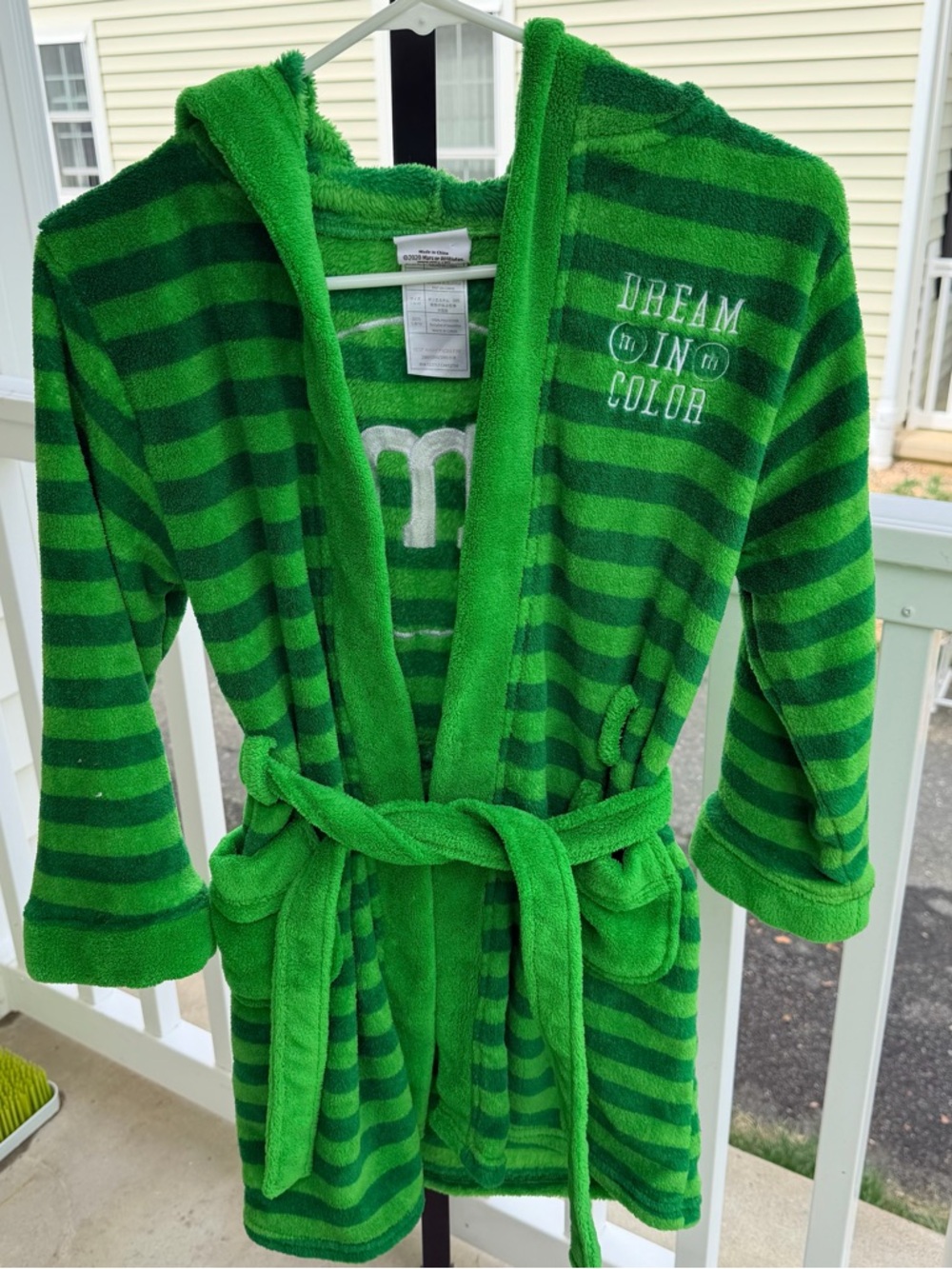 M&M Dream in Color Green Striped Kids Robe